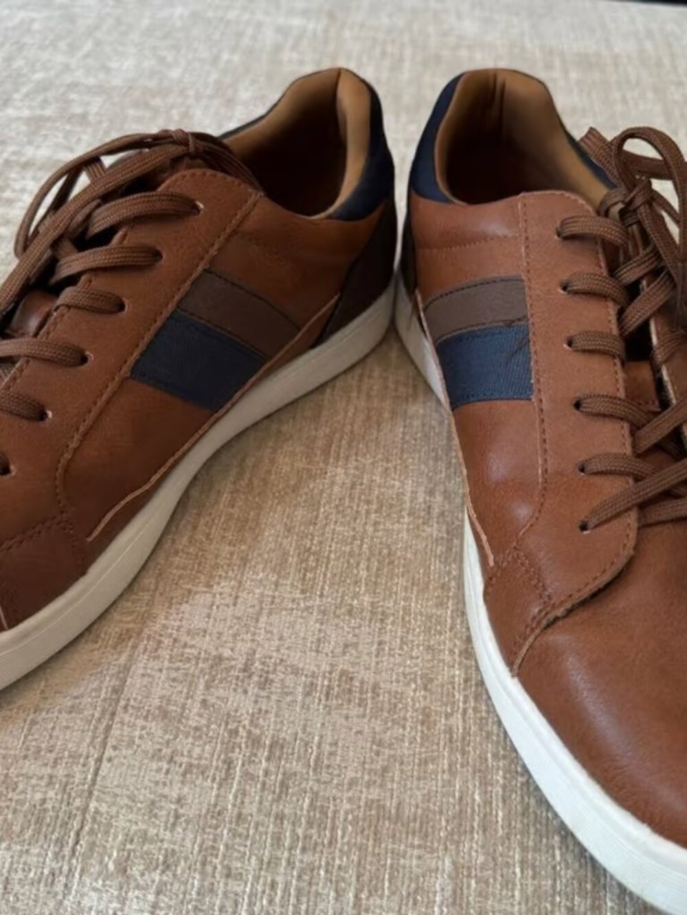 Aldo Men's Leather Brown Cognac Oxford Dress Shoes - Picture 2 of 3